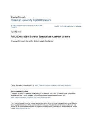 Fall 2020 Student Scholar Symposium Abstract Volume