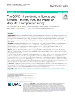 The COVID-19 Pandemic in Norway and Sweden – Threats, Trust, and Impact on Daily Life: a Comparative Survey Lise M