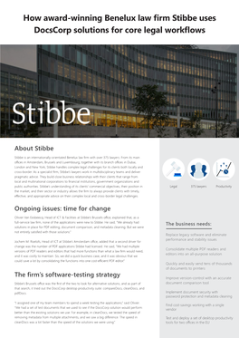 How Award-Winning Benelux Law Firm Stibbe Uses Docscorp Solutions for Core Legal Workflows