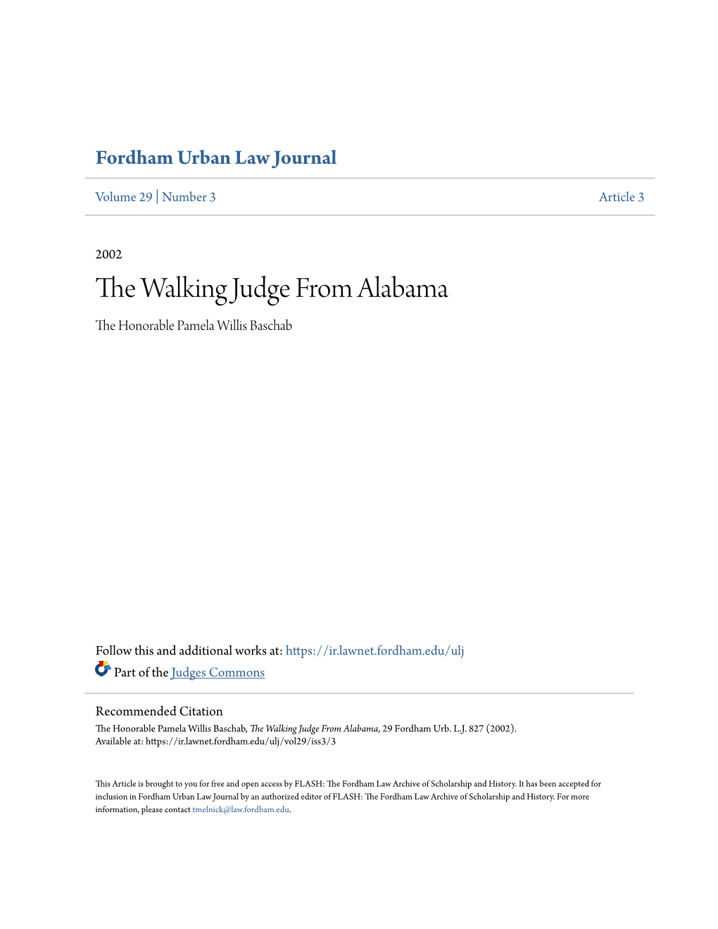 The Walking Judge from Alabama, 29 Fordham Urb