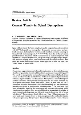 Current Trends in Spinal Dysraphism