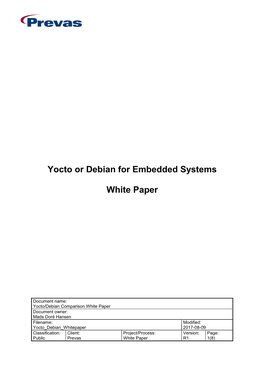 Yocto Or Debian for Embedded Systems White Paper
