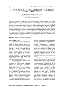 COMPARATIVE ANATOMICAL STUDIES on SOME SPECIES of the GENUS Artocarpus