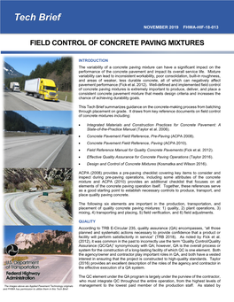 Tech Brief: Field Control of Concrete Paving Mixtures