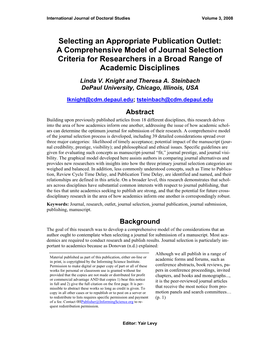 Selecting an Appropriate Publication Outlet: a Comprehensive Model of Journal Selection Criteria for Researchers in a Broad Range of Academic Disciplines