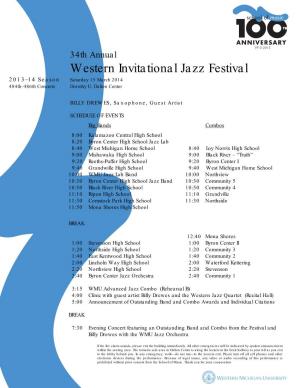 Western Invitational Jazz Festival 2013–14 Season Saturday 15 March 2014 484Th–486Th Concerts Dorothy U
