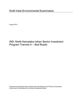North Karnataka Urban Sector Investment Program Tranche 4 – Ilkal Roads
