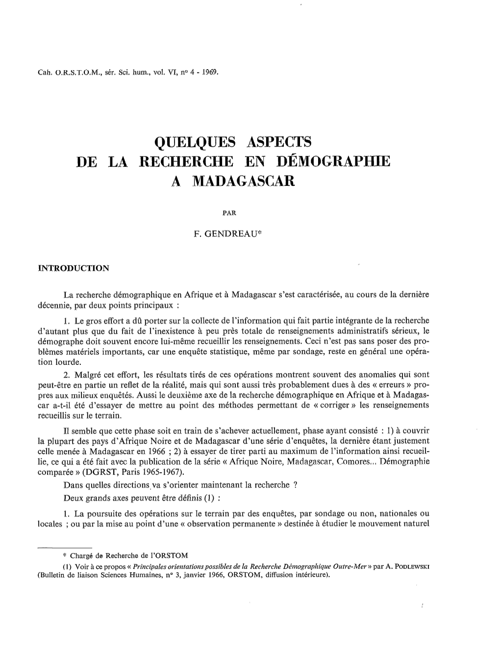 Quelques Aspects De La Recherche En Démographie À Madagascar 95