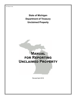Manual for Reporting Unclaimed Property