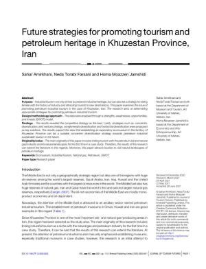 Future Strategies for Promoting Tourism and Petroleum Heritage in Khuzestan Province, Iran