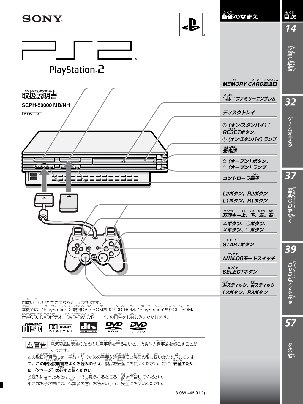 ［SCPH-50000MB／NH］（Playstation®2）取扱説明書