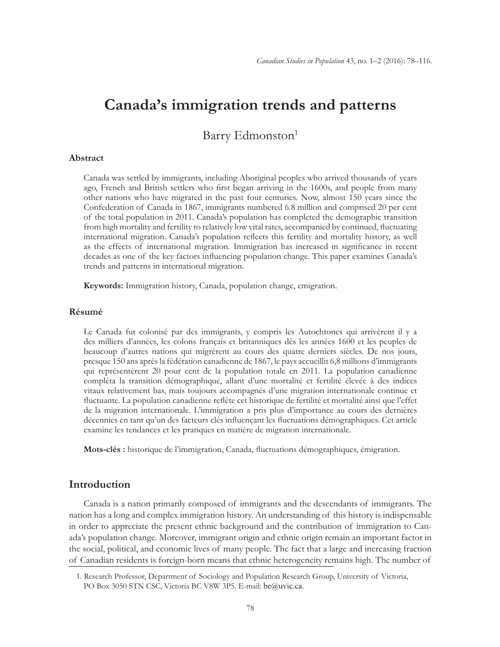 Canada's Immigration Trends and Patterns