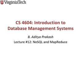 CS 4604: Introduction to Database Management Systems