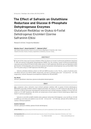 The Effect of Safranin on Glutathione Reductase and Glucose 6