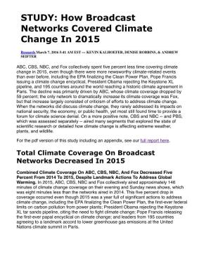 STUDY: How Broadcast Networks Covered Climate Change in 2015