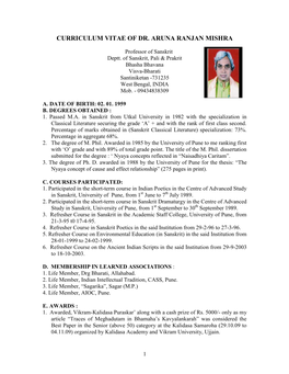 Curriculum Vitae of Dr