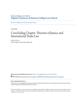 Theories of Justice and International Trade Law Frank J