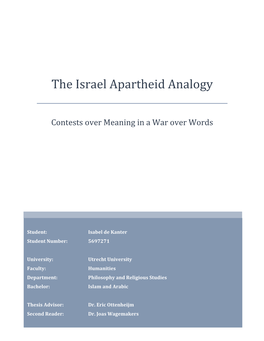 The Israel Apartheid Analogy