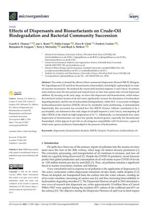 Effects of Dispersants and Biosurfactants on Crude-Oil Biodegradation and Bacterial Community Succession