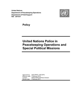 United Nations Police in Peacekeeping Operations and Special Political Missions