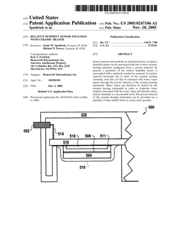 (12) Patent Application Publication (10) Pub. No.: US 2005/0247106A1 Speldrich Et Al