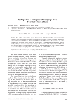 Feeding Habits of Four Species of Mesopelagic Fishes from the Northern Chilean