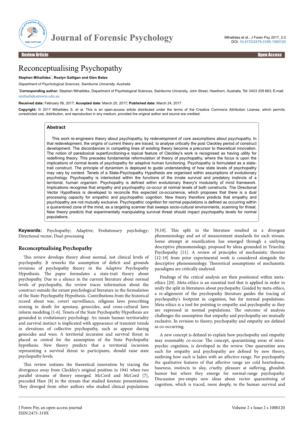 Reconceptualising Psychopathy