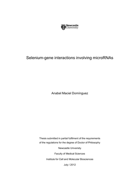 Selenium-Gene Interactions Involving Micrornas