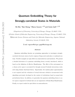 Quantum Embedding Theory for Strongly-Correlated States in Materials