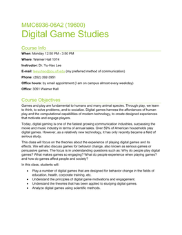 Digital Game Studies
