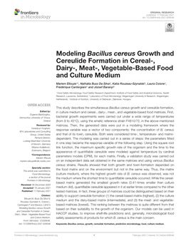 Modeling Bacillus Cereus Growth and Cereulide Formation in Cereal-, Dairy-, Meat-, Vegetable-Based Food and Culture Medium