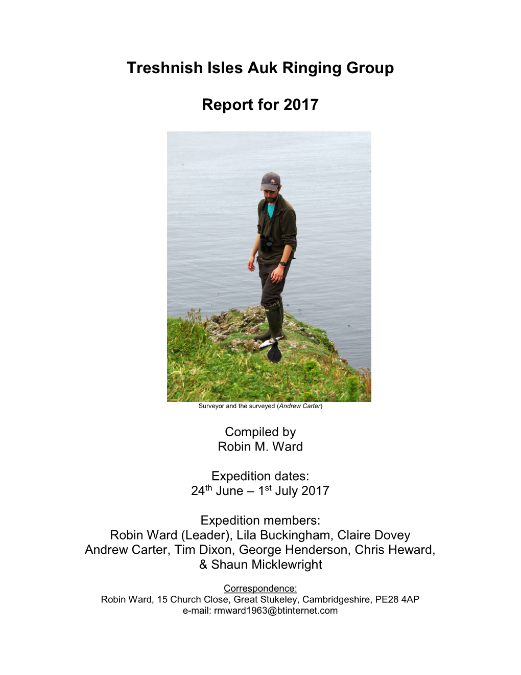 Treshnish Isles Auk Ringing Group Report for 2017