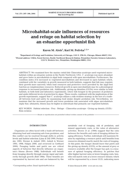 Microhabitat-Scale Influences of Resources and Refuge on Habitat Selection by an Estuarine Opportunist Fish