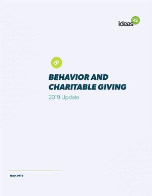 BEHAVIOR and CHARITABLE GIVING 2019 Update