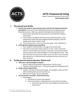 ACTS: Empowered Living Week 5: Simon the Sorcerer // Acts 8:9-25 Pastor Dwayne Smith