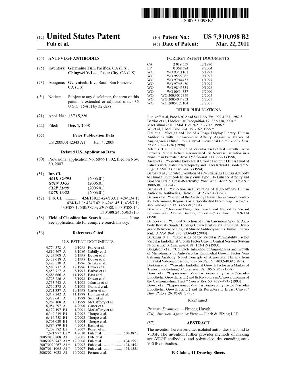 (12) United States Patent (10) Patent No.: US 7,910,098 B2 Fuh Et Al