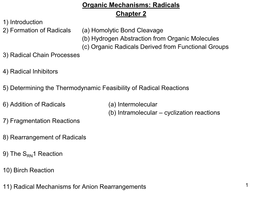 Organic Mechanisms: Radicals Chapter 2