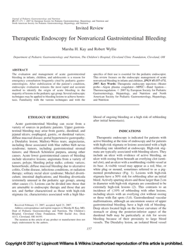 Therapeutic Endoscopy for Nonvariceal Gastrointestinal Bleeding