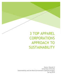 3 Top Apparel Corporations Approach to Sustainability