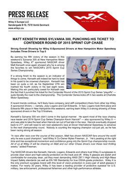 Matt Kenseth Wins Sylvania 300, Punching His Ticket to Contender Round of 2015 Sprint Cup Chase