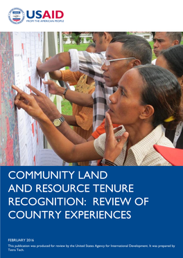 Community Land and Natural Resource Tenure: Global