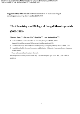 The Chemistry and Biology of Fungal Meroterpenoids (2009-2019)