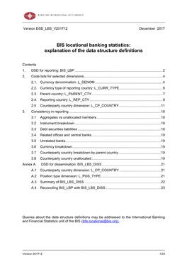 BIS Locational Banking Statistics: Notes to Explain the Data Structure