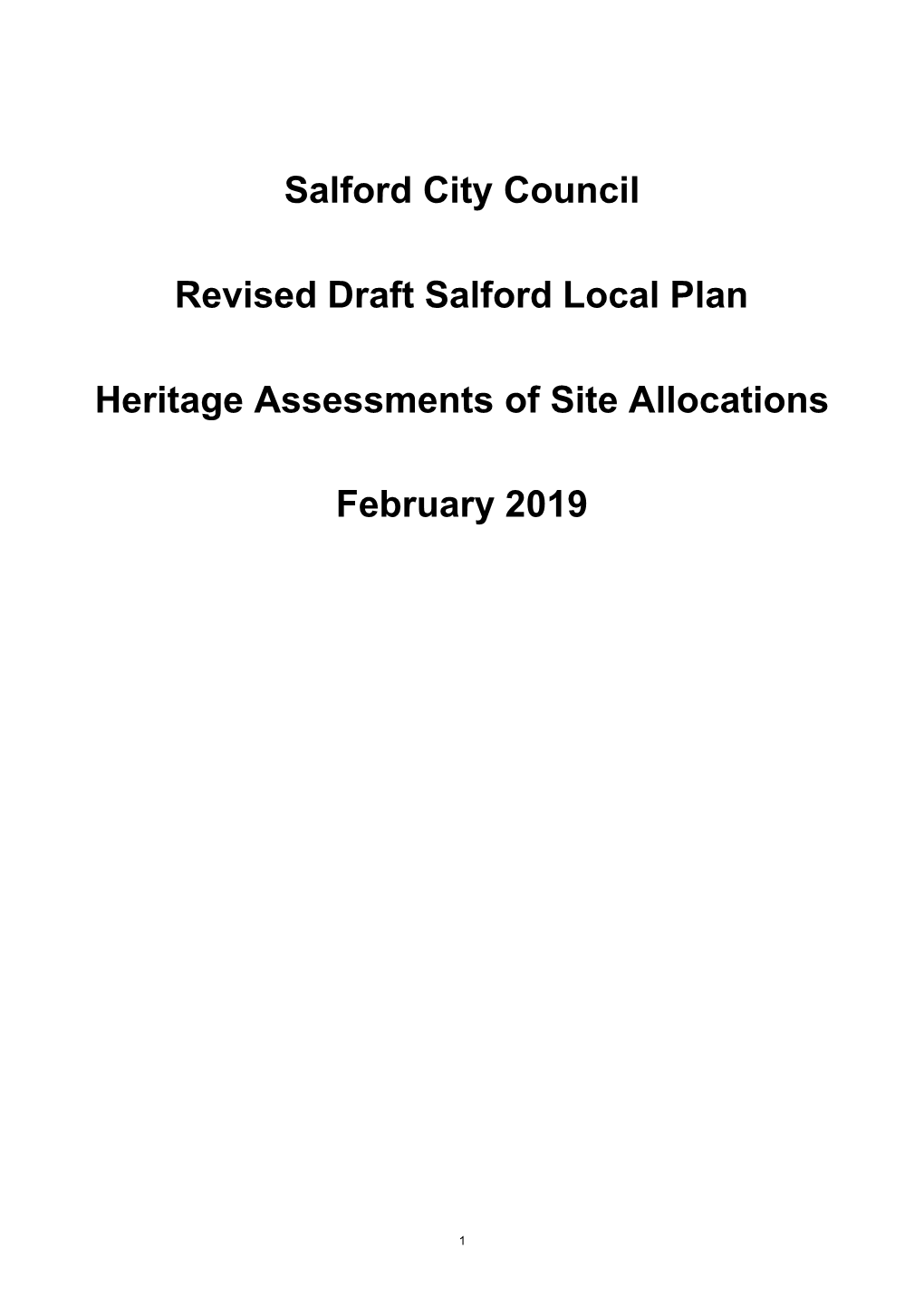 Salford City Council Revised Draft Salford Local Plan Heritage