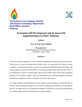 Systematic GIS Development and Its Successful Implementation in SSGC-Pakistan