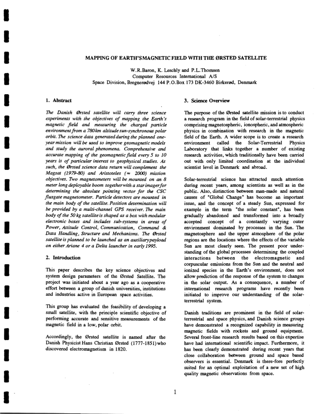 Mapping of Earth's Magnetic Field with the Ãÿrsted Satellite