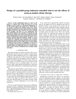 Design of a Parallel-Group Balanced Controlled Trial to Test the Effects of Assist-As-Needed Robotic Therapy