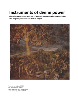 Instruments of Divine Power Divine Intervention Through Use of Weather Phenomena in Representations and Religious Practice in the Roman Empire