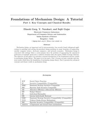 Foundations of Mechanism Design: a Tutorial Part 1: Key Concepts and Classical Results