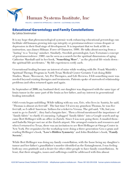 Educational Gerontology and Family Constellations by Calista Streitmatter